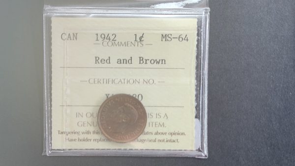 Canada 1 Cent 1942 - ICCS MS64 RB