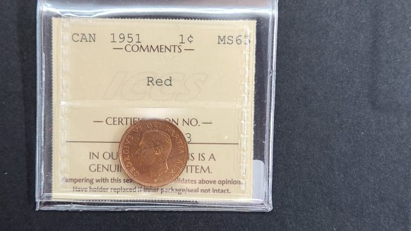 Canada 1 Cent 1951 - ICCS MS65 Red