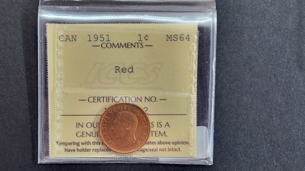 Canada 1 Cent 1951 - ICCS MS64 Red