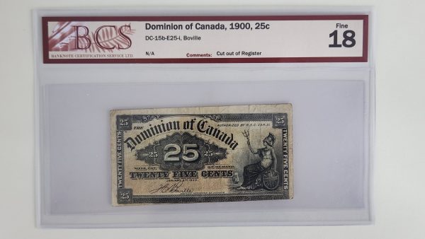 Canada 25 Cents 1900 Boville, Cut out of Register Error - BCS F18