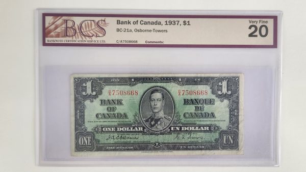 Canada $1 1937 Osborne-Towers C/A - BCS VF20