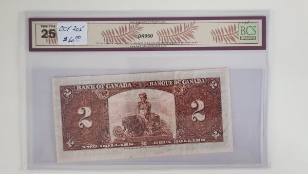 Canada $2 1937 Coyne-Towers J/R - BCS VF25 - Image 2