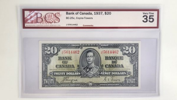 Canada $20 1937 Coyne-Towers J/E - BCS VF35
