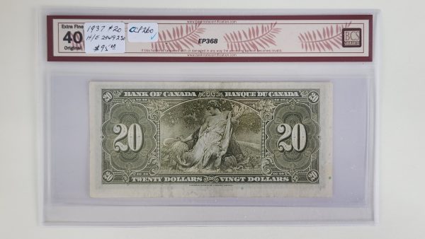 Canada $20 1937 Coyne-Towers H/E - BCS EF40 Original - Image 2