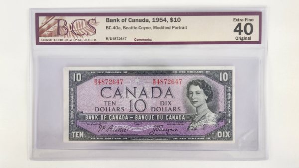 Canada $10 1954 Modified Beattie-Coyne R/D - BCS EF40 Original