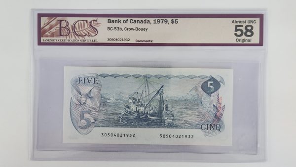 Canada $5 1979 Crow-Bouey - BCS AU58 Original