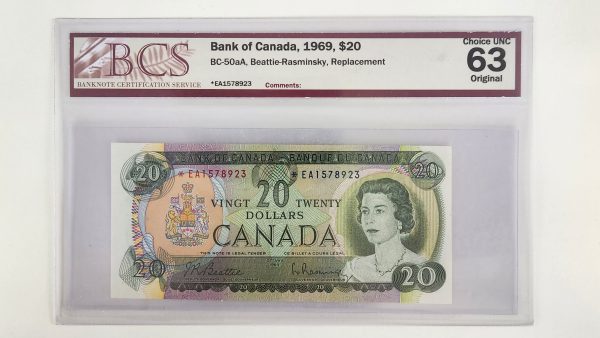 Canada $20 1969 Beattie-Rasminsky *EA Replacement - BCS CUNC63 Original