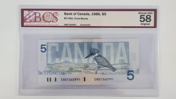 Canada $5 1986 Crow-Bouey ENB - BCS AU58 Original