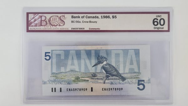 Canada $5 1986 Crow-Bouey ENA - BCS UNC60 Original