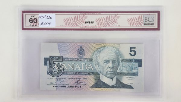 Canada $5 1986 Crow-Bouey ENA - BCS UNC60 Original - Image 2
