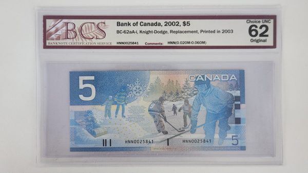 Canada $5 2002 Knight-Dodge HNN Replacement - BCS CUNC62 Original