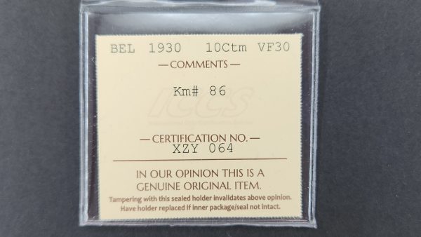 Belgium 10 Centimes 1930 - ICCS VF30 - Image 3