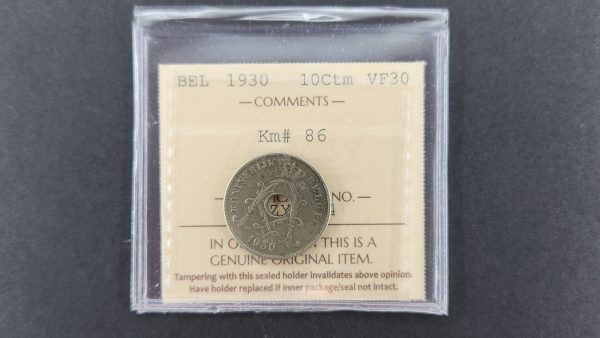 Belgium 10 Centimes 1930 - ICCS VF30