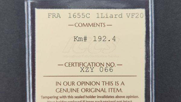 France 1 Liard 1655C - ICCS VF20 - Image 3