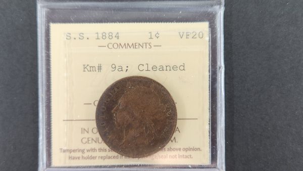 Straits Settlements 1 Cent 1884 - ICCS VF20 Cleaned