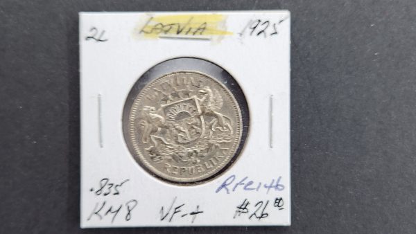 Latvia 2 Lati 1925 - VF+