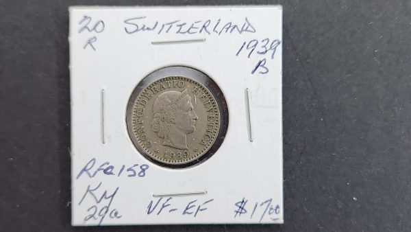 Switzerland 20 Rappen 1939B - VF-EF