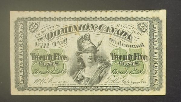 Canada 25 Cents 1870 Plain, Cut out of Register Error