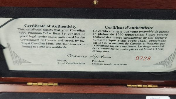 Canada RCM Platinum Fractional Set 1990 Polar Bear - Image 4