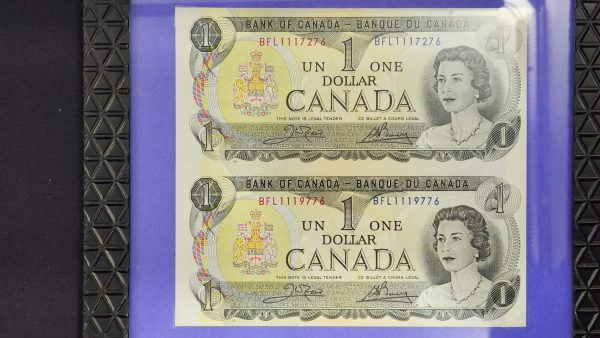 Canada $1 1973 Crow-Bouey BFL Uncut Pair - Gem UNC