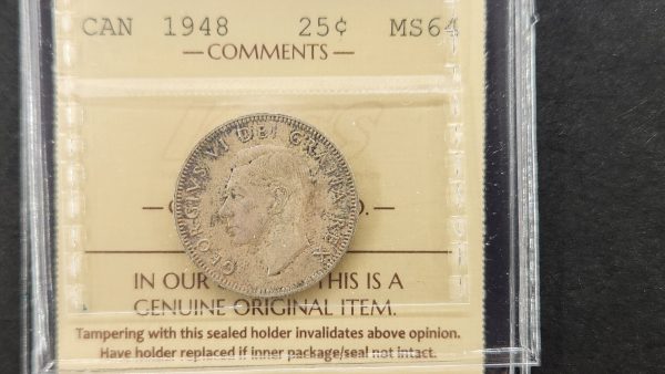 Canada 25 Cents 1948 - ICCS MS64