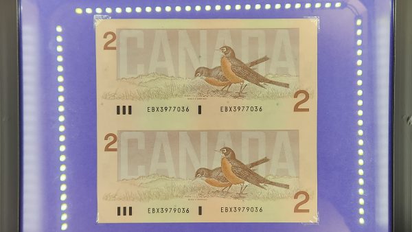 Canada $2 1986 Bonin-Thiessen EBX Uncut Pair - CUNC