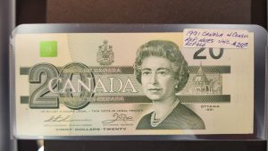 Canada $20 1991 Thiessen-Crow EIX Without Serifs (4 Consecutive) - CUNC