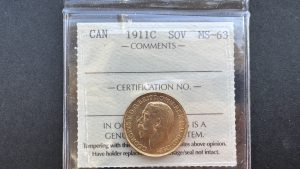 Canada Gold Sovereign 1911C - ICCS MS63