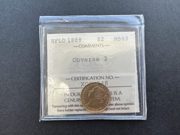 Newfoundland $2 Gold 1888 Obverse 3 - ICCS MS63