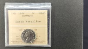 Canada 5 Cents 1964 Extra Water Line - ICCS MS63