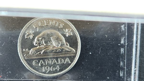 Canada 5 Cents 1964 Extra Water Line - ICCS MS63 - Image 2