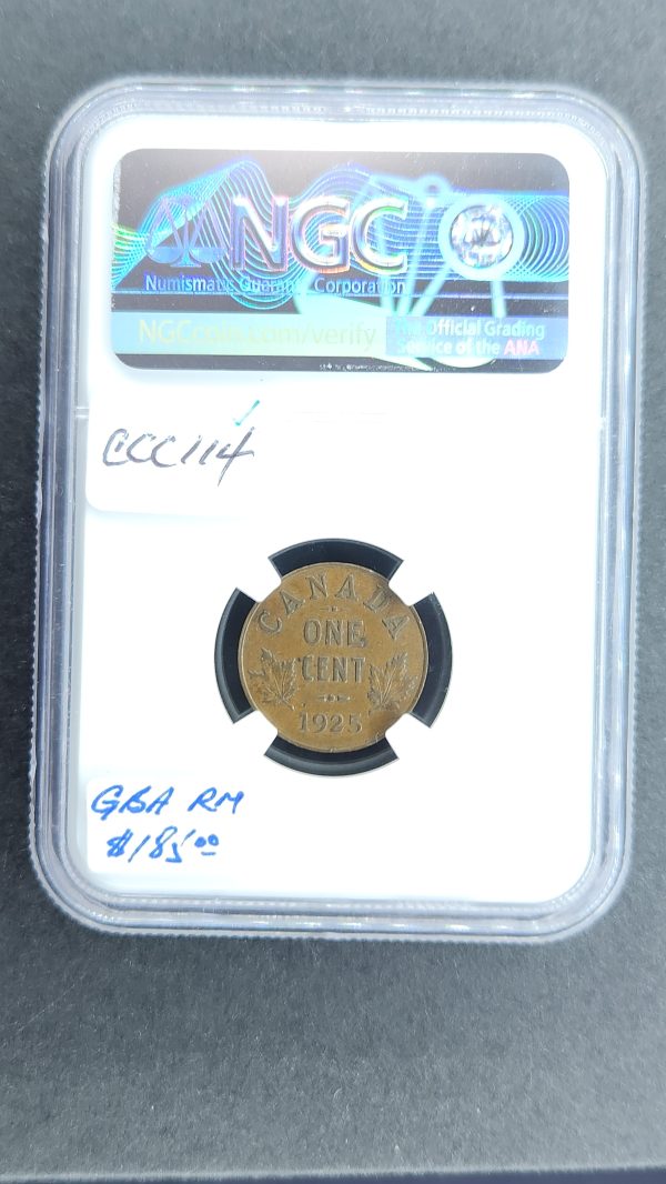 Canada 1 Cent 1925 - NGC AU55BN - Image 2
