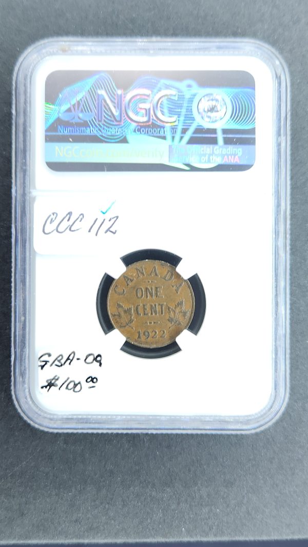 Canada 1 Cent 1922 - NGC XF45BN - Image 2