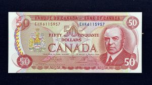 Canada $50 1975 Crow-Bouey EHK - AU58