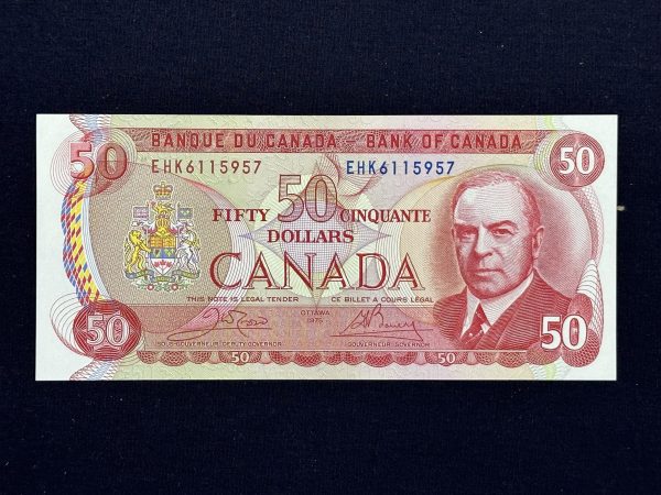 Canada $50 1975 Crow-Bouey EHK - AU58