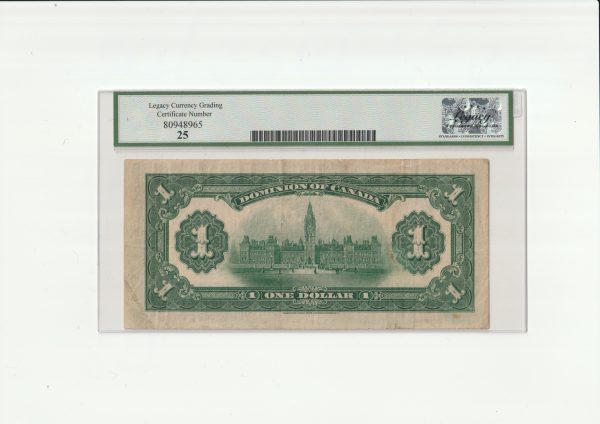 Canada $1 1917F Seal only - Legacy VF25 - Image 2