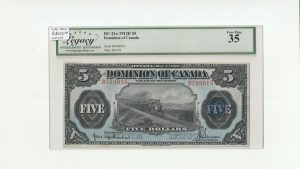 Canada $5 1912B Hyndman-Saunders Seal over FIVE - Legacy VF35