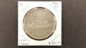 Canada $1 1947 Blunt 7 - VF30 cleaned