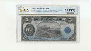Canada $5 1912 Hyndman-Saunders Seal only No Countersigned - PCGS AU55PPQ